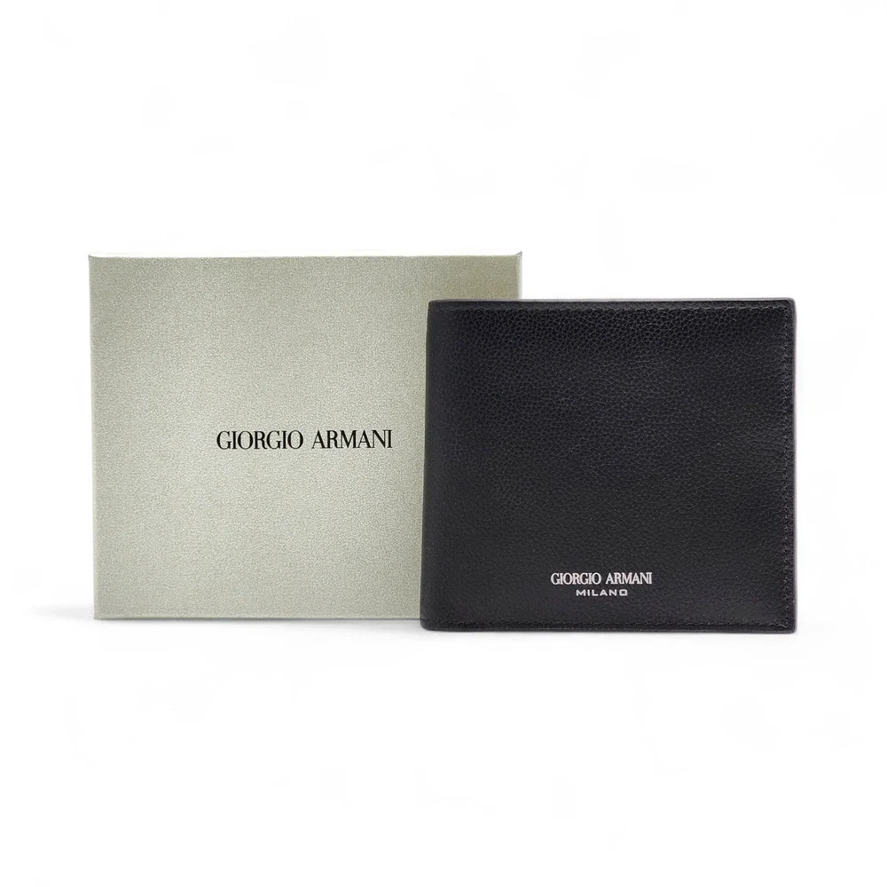 Giorgio Armani Milano Black Leather Bifold Men's Wallet - New in Box